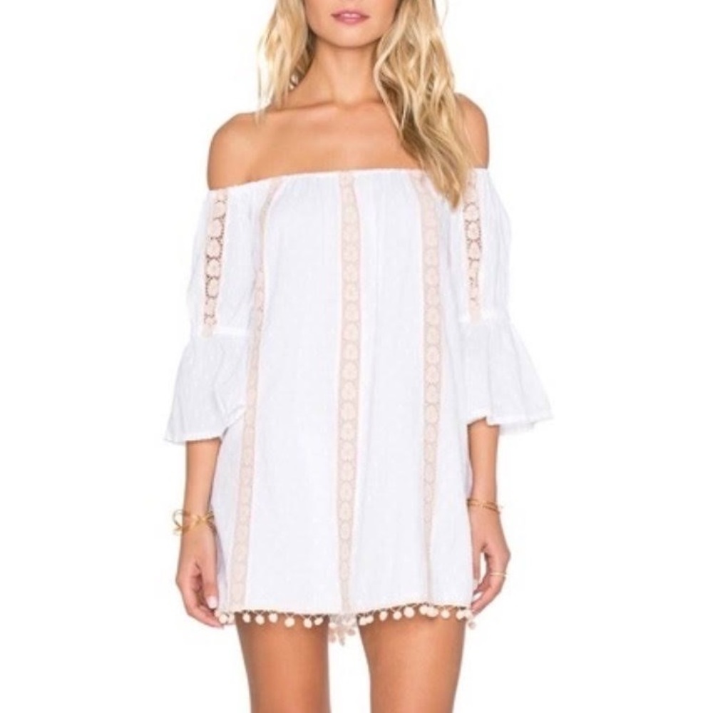 Tularosa - Off the Shoulder Pom Pom Dress